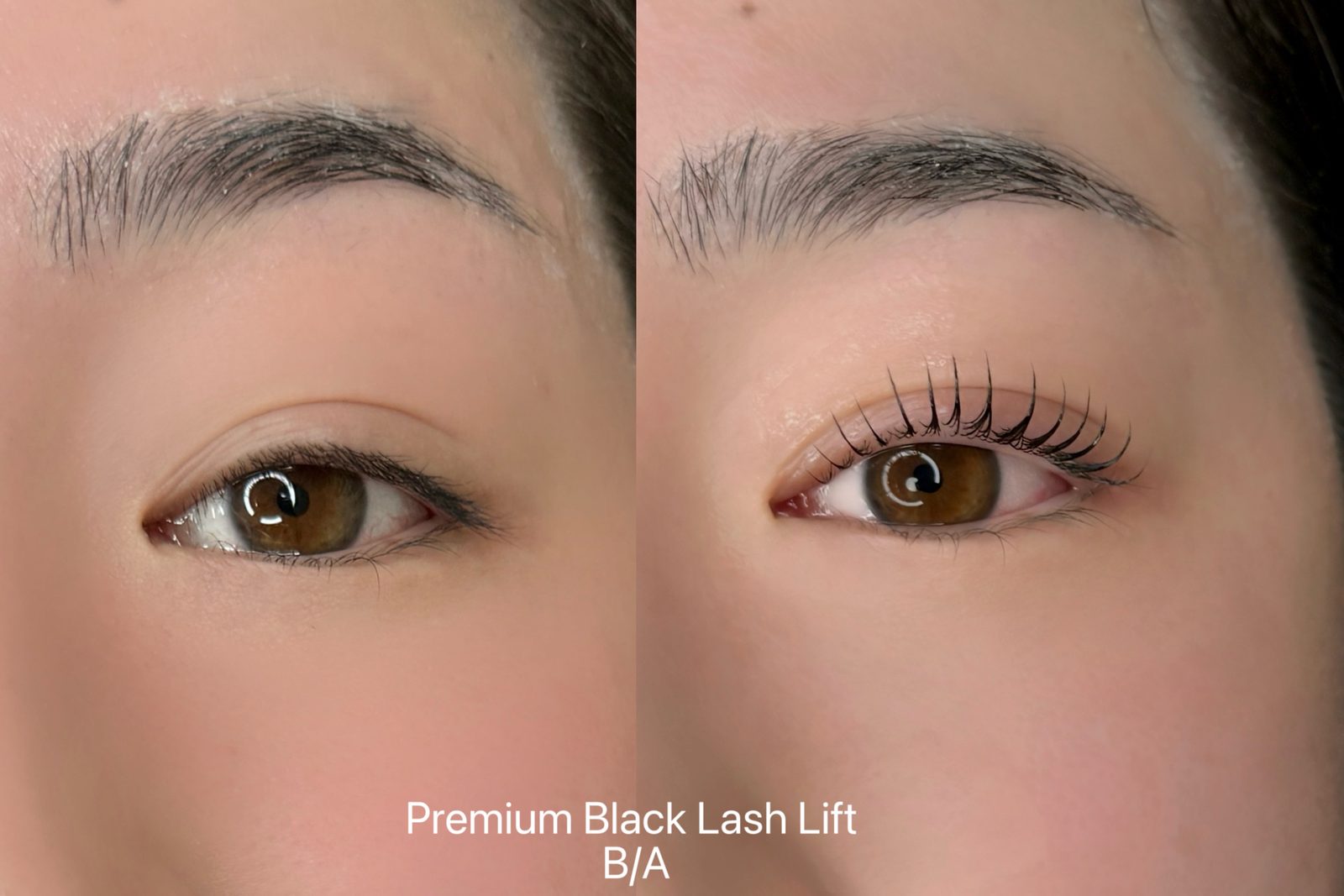 Premium black lash lift, before and after
