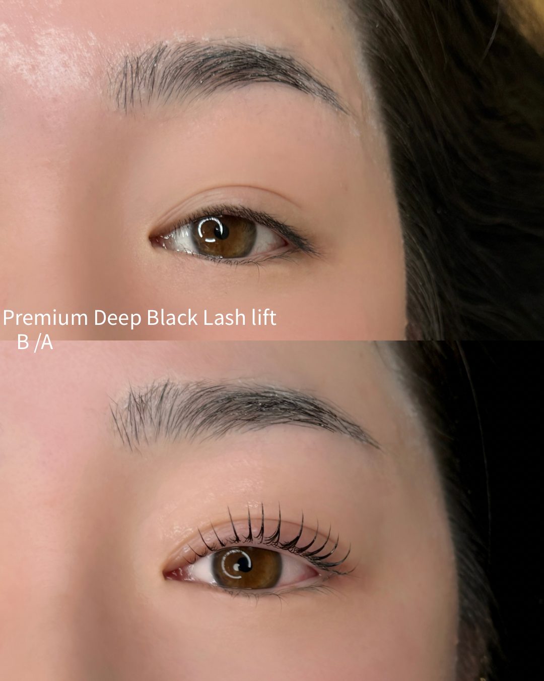 Premium deep black lash lift before and after
