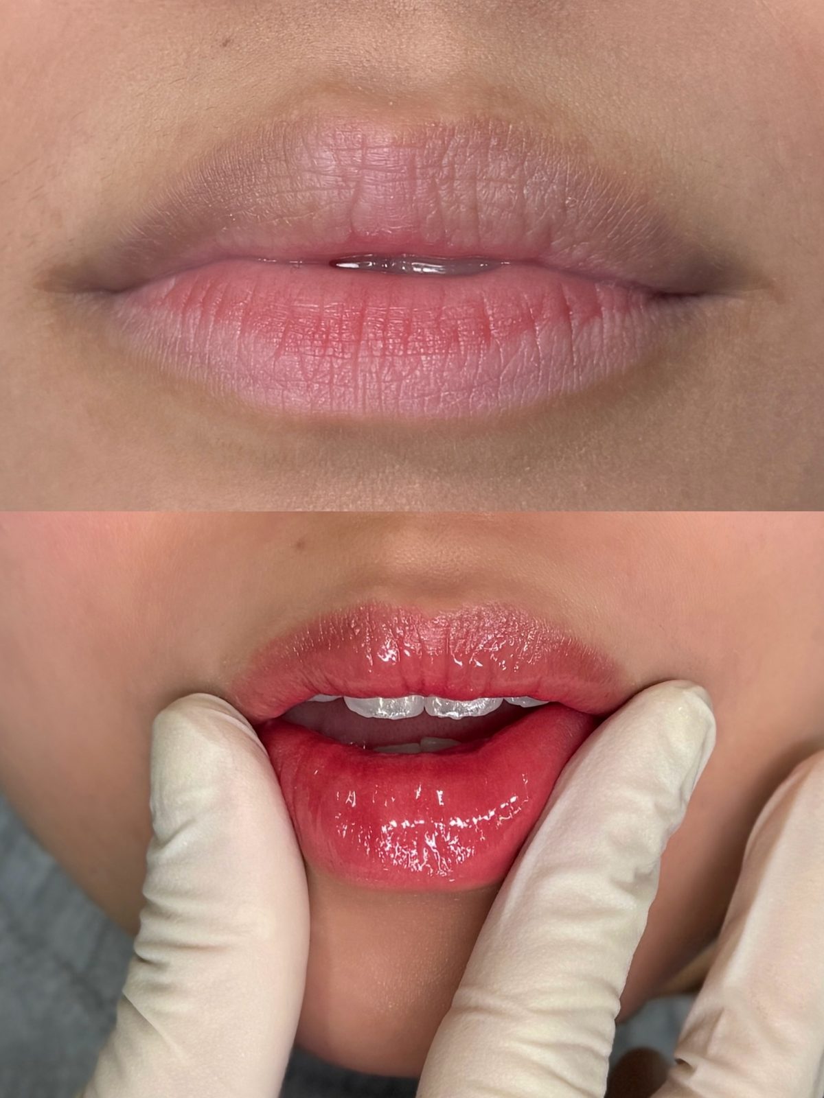Lip blush, before and after