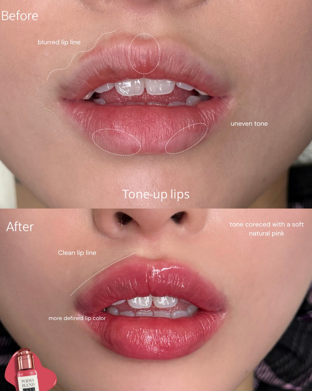Lip blush and lash lift combination