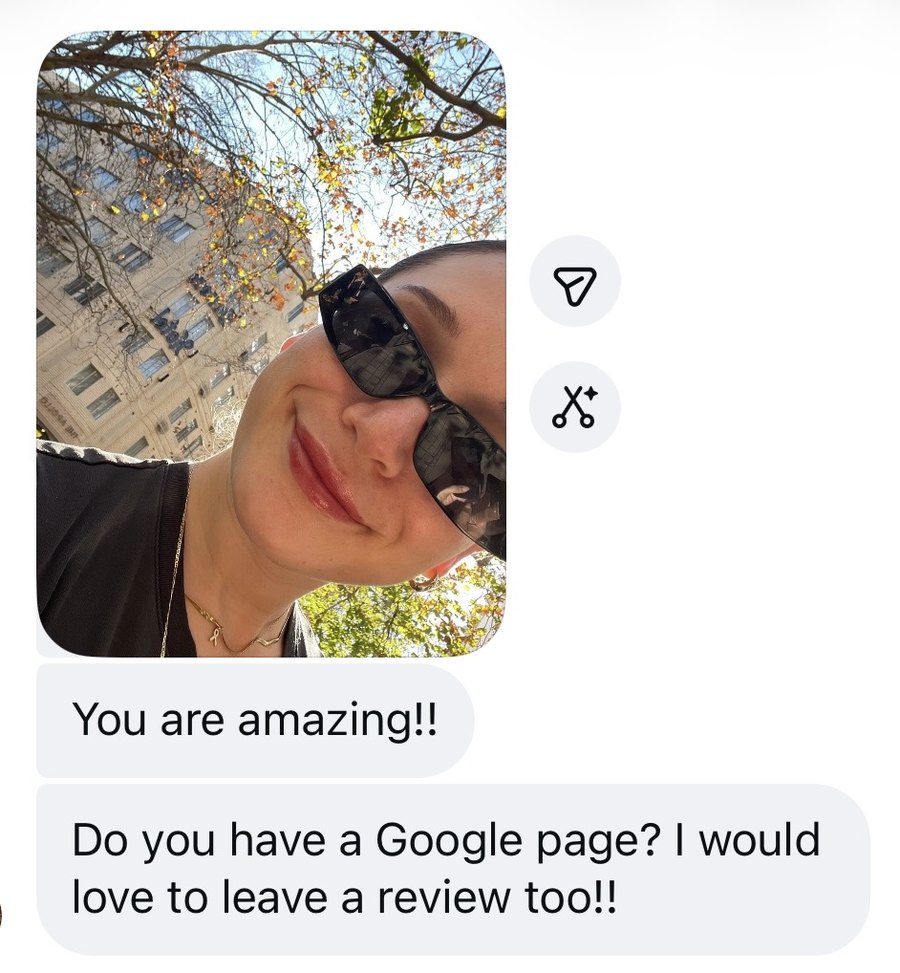 Client message asking to leave a review